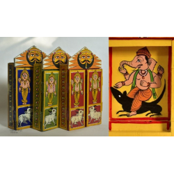 Kathanik . कथनिक ☀ Kaavad a Wooden Shrine - Ganesh &  Mushak { Single piece } ~ 7